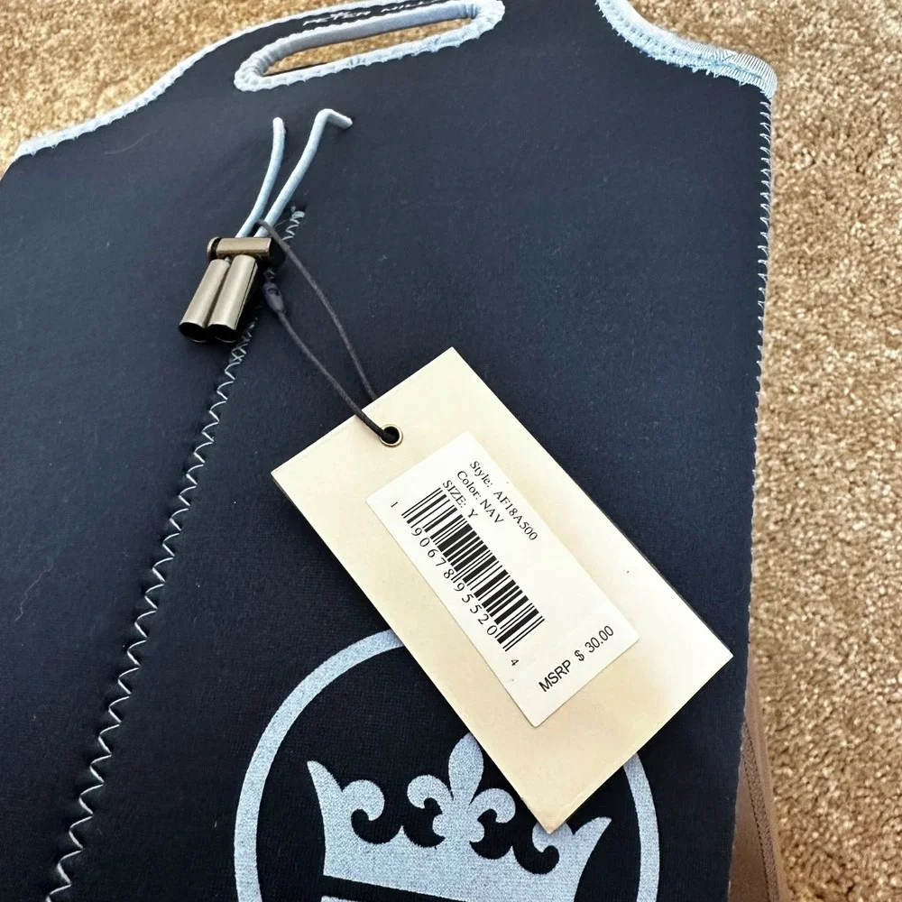 Peter Millar Crown Navy Blue Neoprene Double Wine Bottle Carrier Tote AF18A500